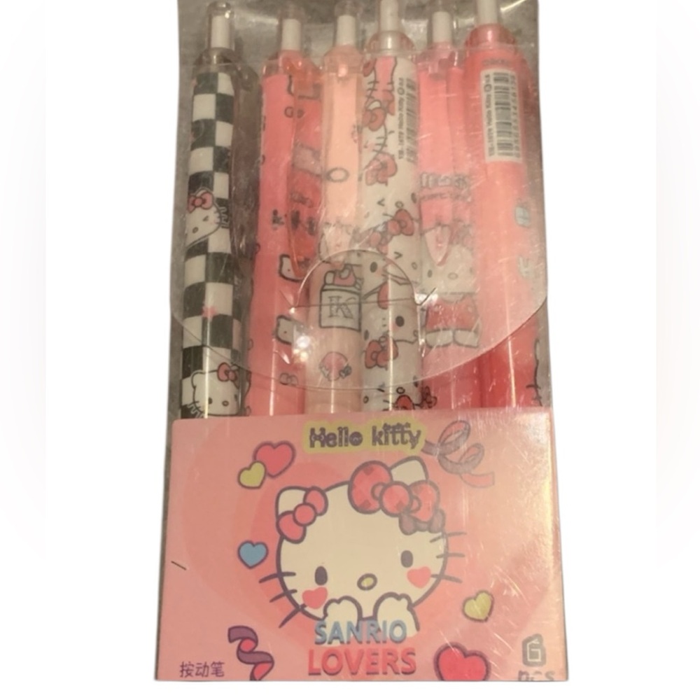 Hello Kitty Sanrio Click Pen Black n White checked NEW NWT in package - Two Pens